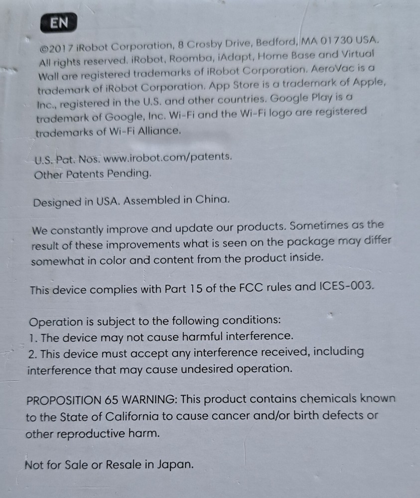 iRobor Roomba vacuum cleaner