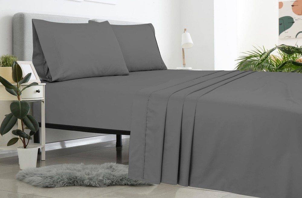 Royale Linens 6 Pack Bulk Flat Sheet Set - Top Sheets - Soft 1800 Microfiber ...
