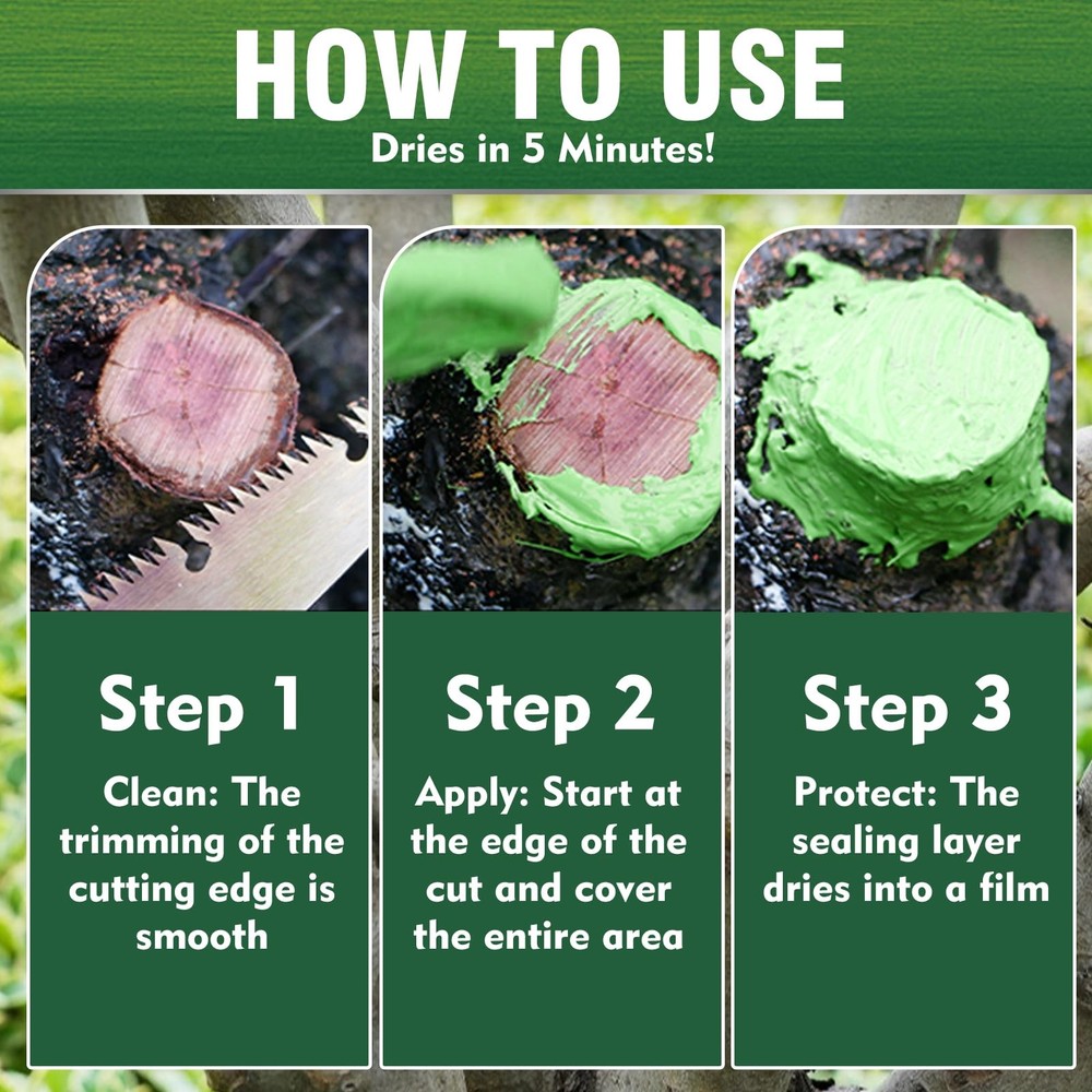 Tree Wound Sealer, Organic Pruning Dressing Paste & Grafting Compound, Green