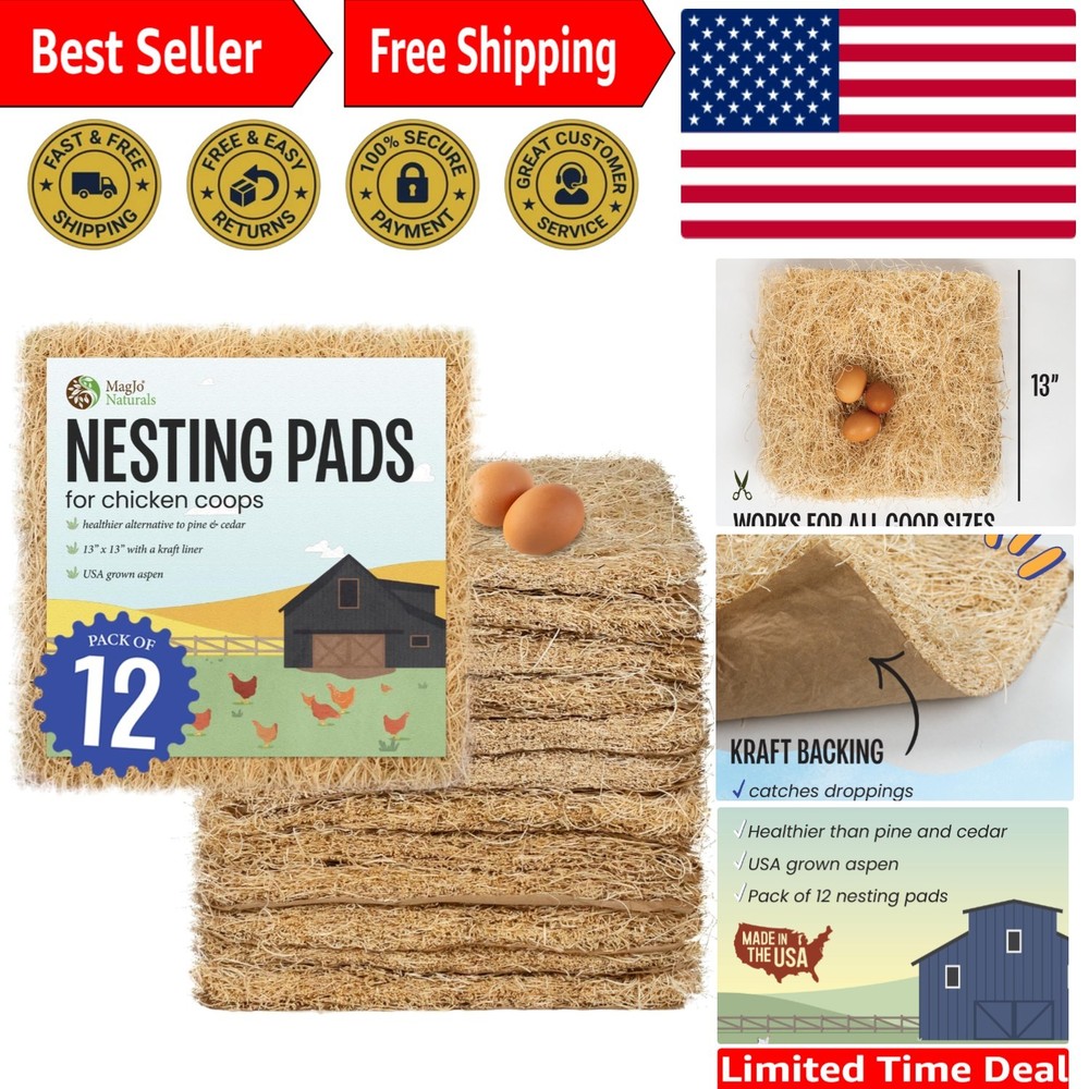 Aspen 12 Pack Excelsior Nesting Liners 12 Pack, Chicken Bedding for Nesting B...