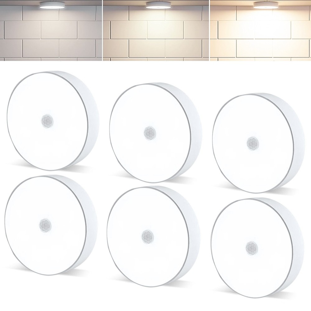6PCS LED Motion Sensor Under Cabinet Closet Light USB Rechargeable Kitchen Lamp