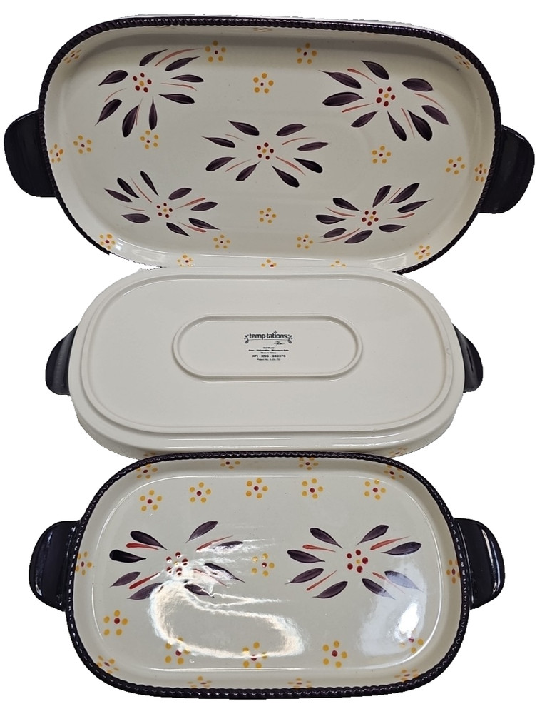 Temptations Old World Confetti Eggplant Squoval 3 Nesting Baking Dish Set