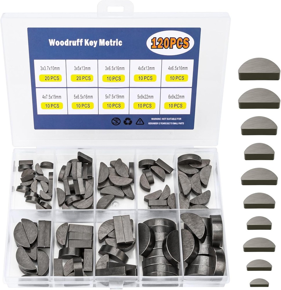 Woodruff Key Assortment Kit 120 Pieces