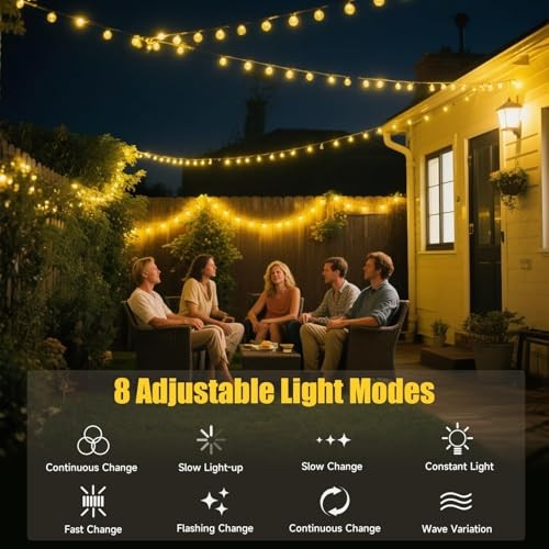 Solar String Lights Outdoor, 33FT 100 LED 0.67inch Solar Globe String Lights