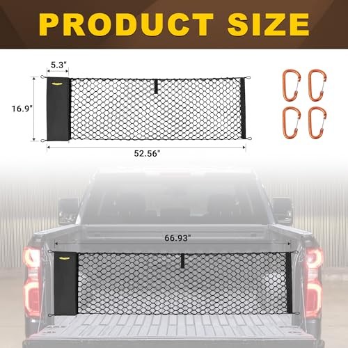 Envelope Style Trunk Cargo Net Compatible with Chevy Silverado 2013-2024