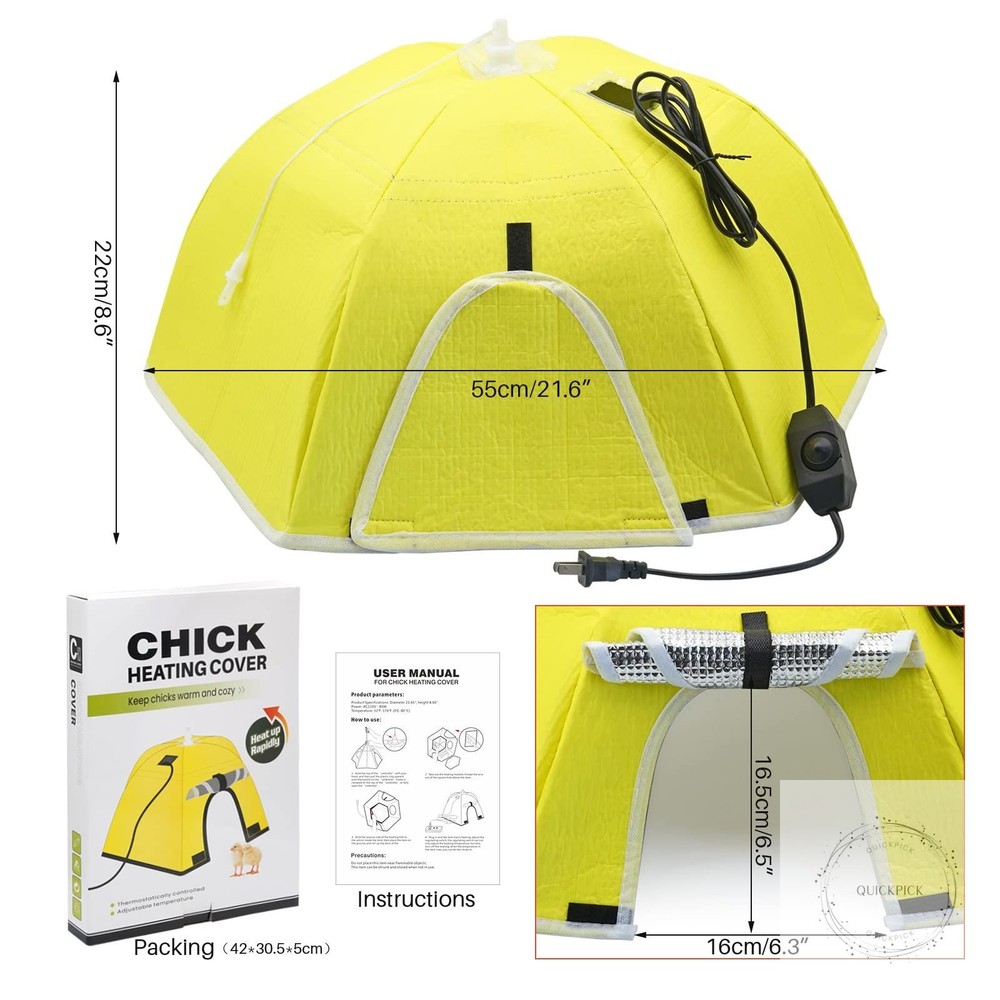 Large Chick Brooder Heating Plate Chick Brooder Box 21.6" Heat up to 50 Chicks