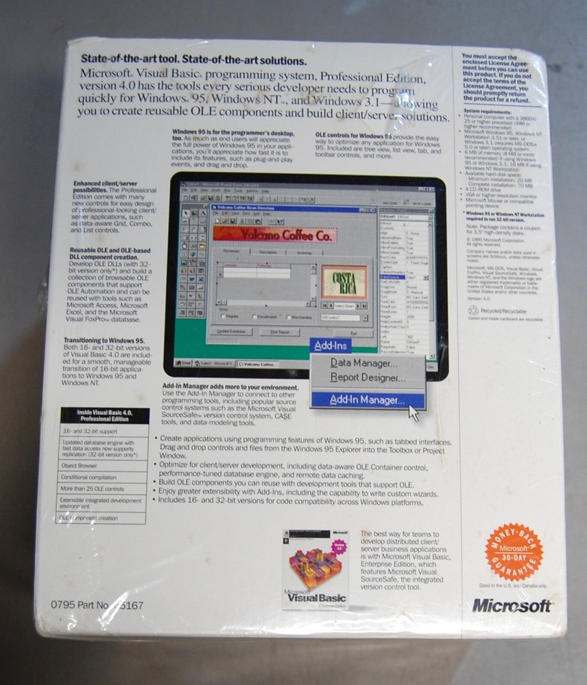 Microsoft Visual BASIC Vrs 4.0 Professional Ed Software New in Package