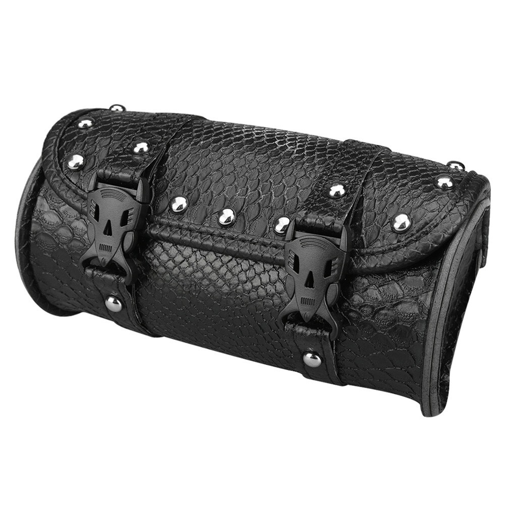 Motorcycle Front Fork Tool Bag Pouch Storage Luggage SaddleBag Leather Handlebar