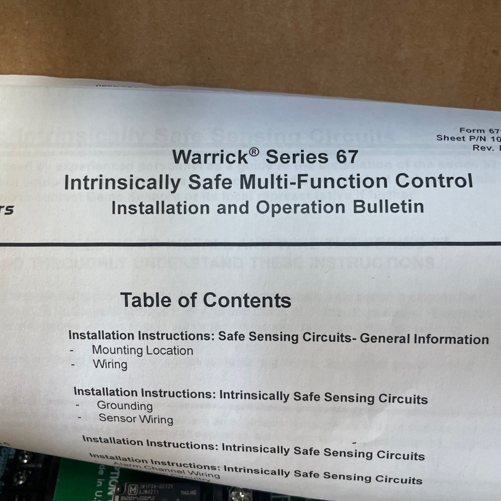 NEW GEMS SENSORS Warrick Series 67 Interface 67C1C0A