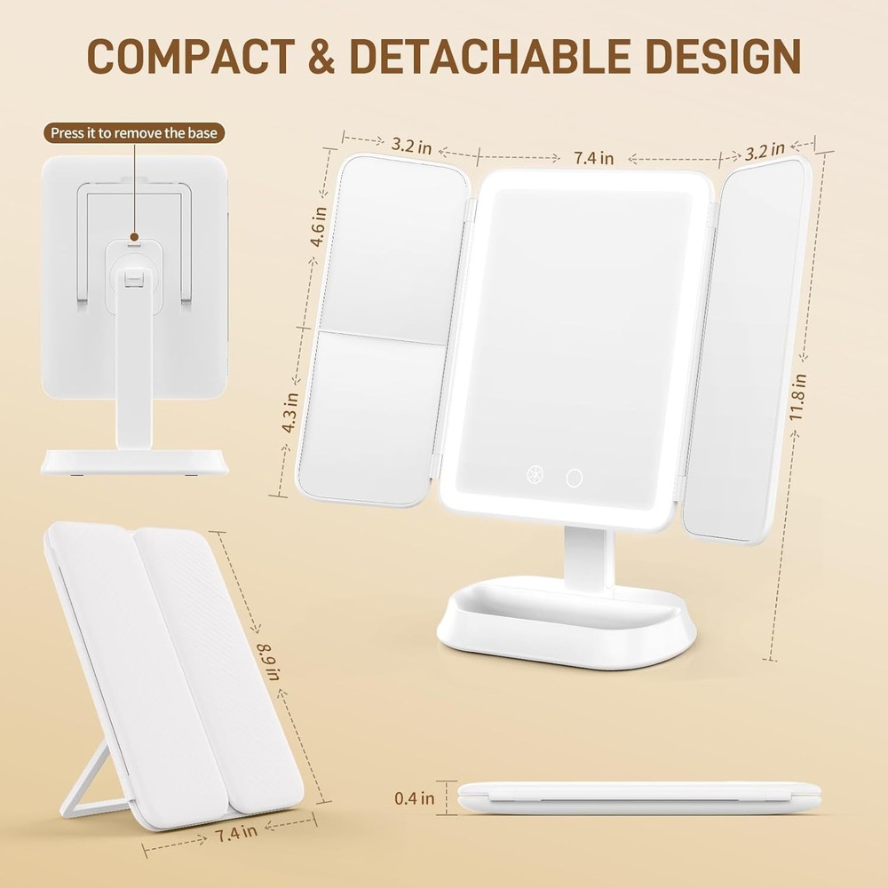 Vanity Mirror W/ Lights Rechargeable Lighted Makeup Mirror 1X/3X/5X