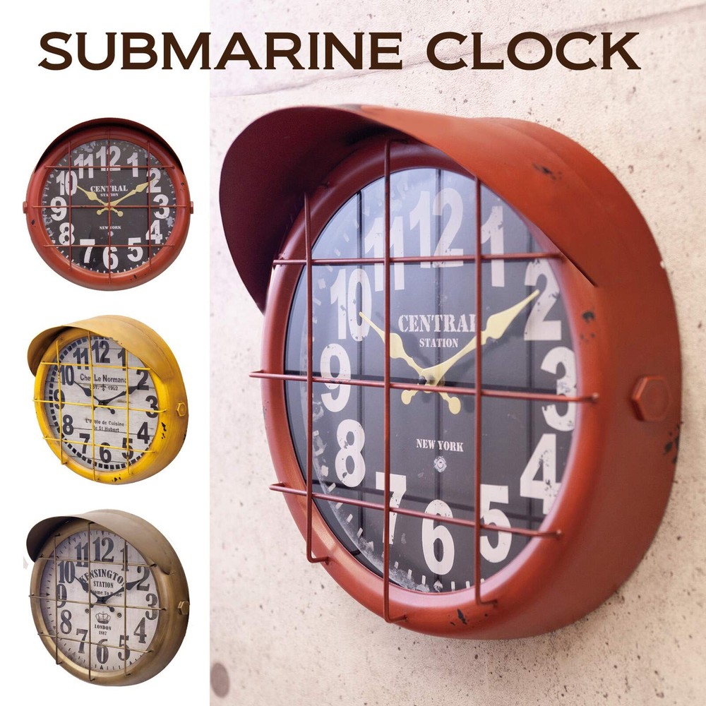 Antique style clock submarine (yellow)