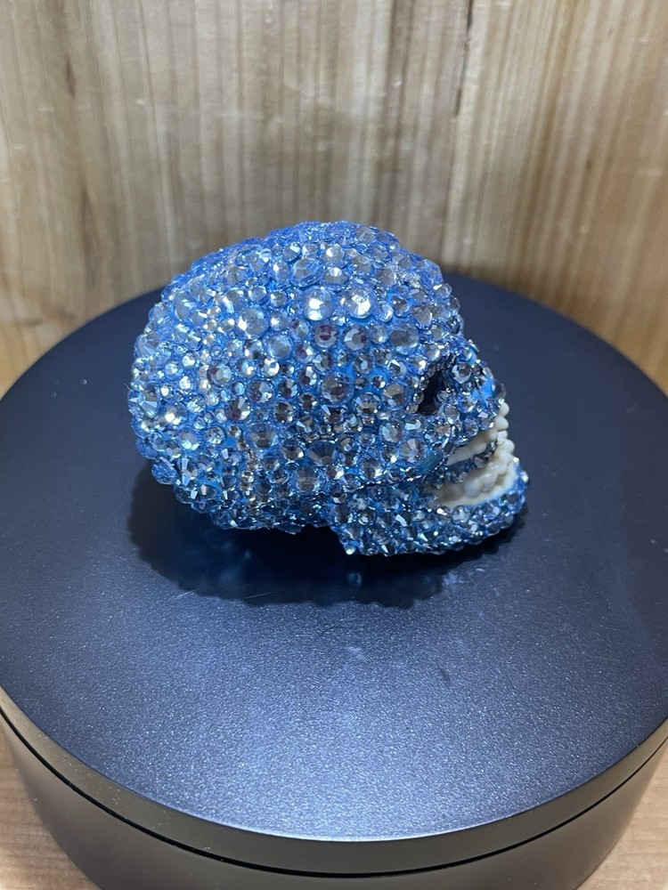 Blue Handmade Rhinestone 2.5” Skull