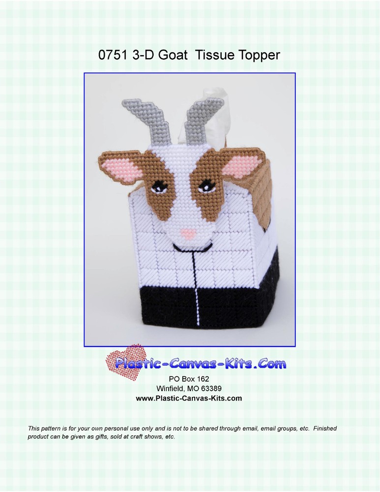 Goat  3-D Tissue Topper-Plastic Canvas Pattern or Kit