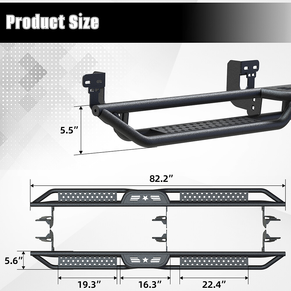 6" Running Boards for 2009-2018 Dodge Ram 1500 Crew Cab Drop Side Step Nerf Bars