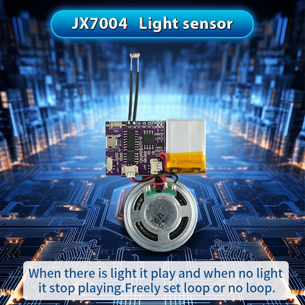 MP3 Music Sound Chips Voice Module Light Sensor Control Activated16 MB Sound ...