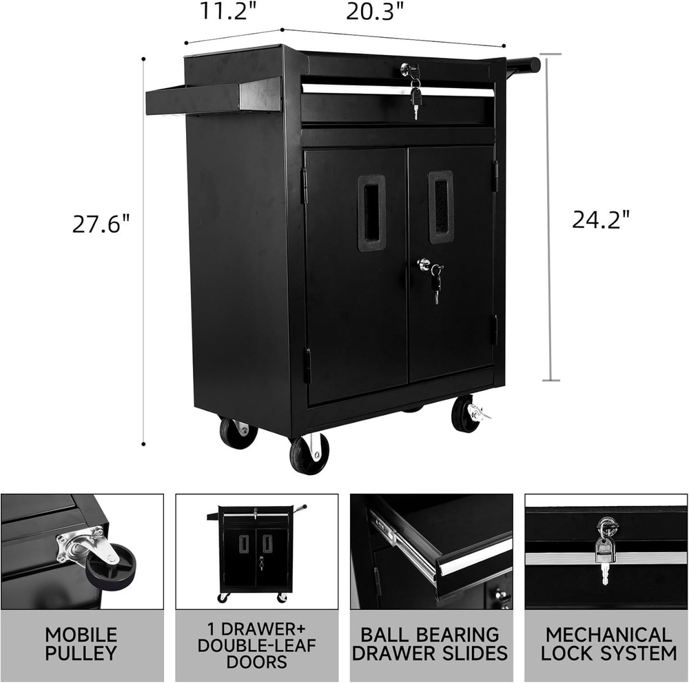Tool Box Organizer, Rolling Tool Chest with Wheels, Lockable Rolling Tool Cabi