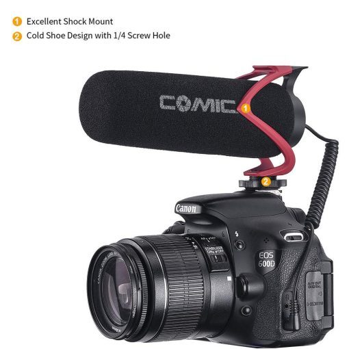 Directional On-Camera Shotgun Microphone (Red) - CoMica