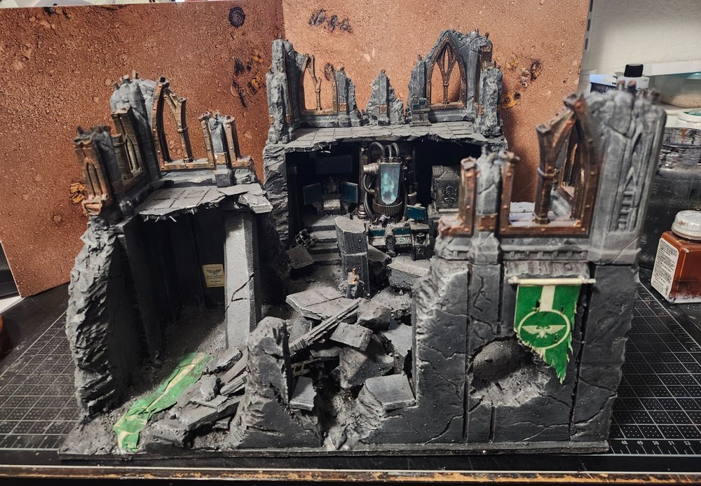 scratch built large ruin for wargaming