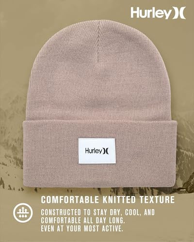 Men's Winter Hat - Seaward Patch Cuffed Double-Layer Flat Knit Acrylic Wheat