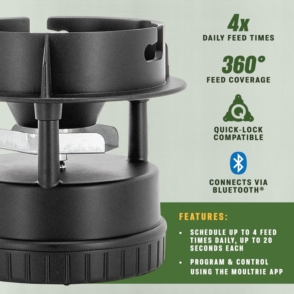 Deer Feeder Kit with Quicklock Adapter, Digital Timer, Bluetooth Connectivity