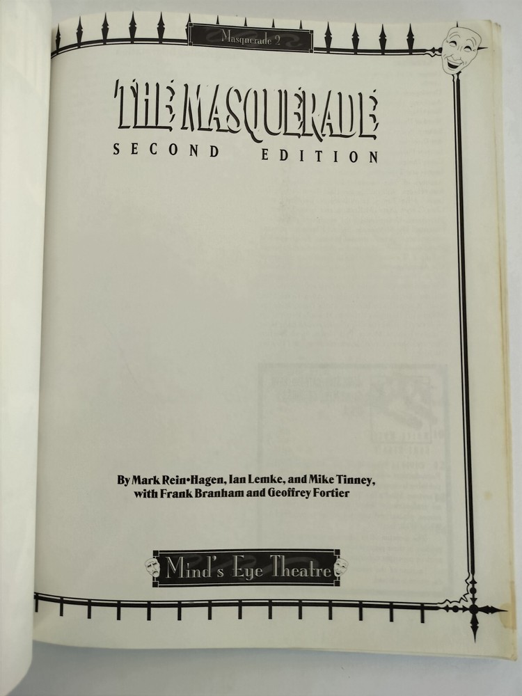 White Wolf Game Studio Mind's Eye Theatre The Masquerade 1994 Second Edition
