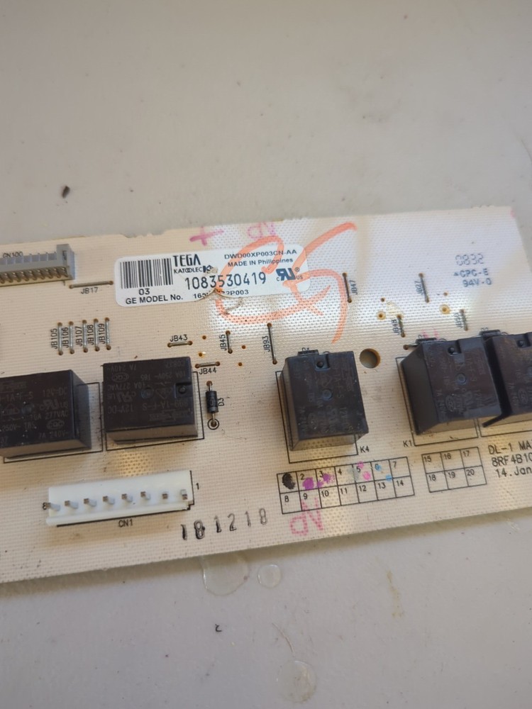 GE QUIET POWER DISHWASHER CONTROL BOARD DWD00XP003CN-AA