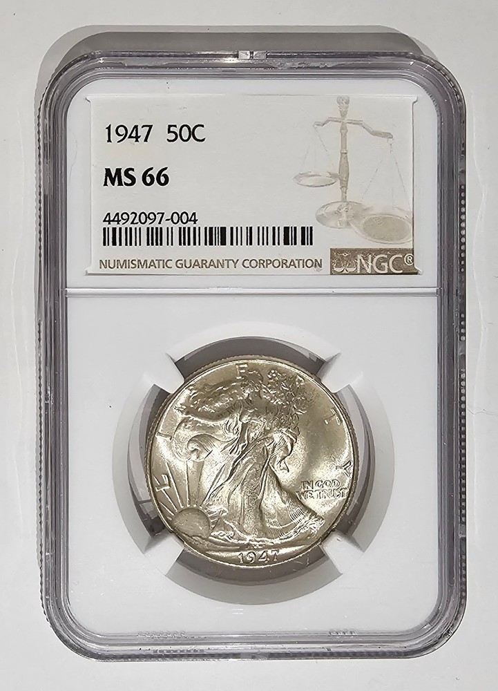 (LD) 1947 50C Walking Liberty MS66