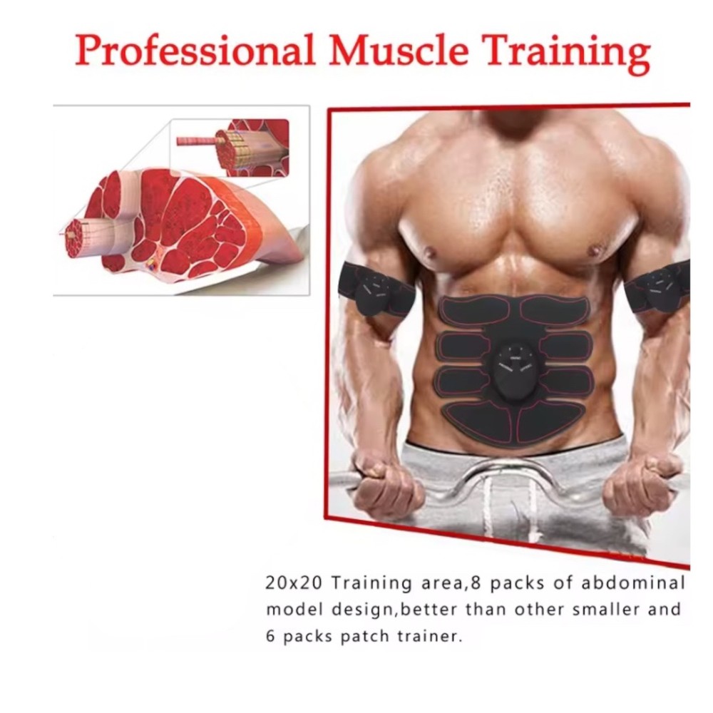 Wireless EMS Muscle Stimulator – 8-Pack Abs Trainer, Abdominal Toning Massager