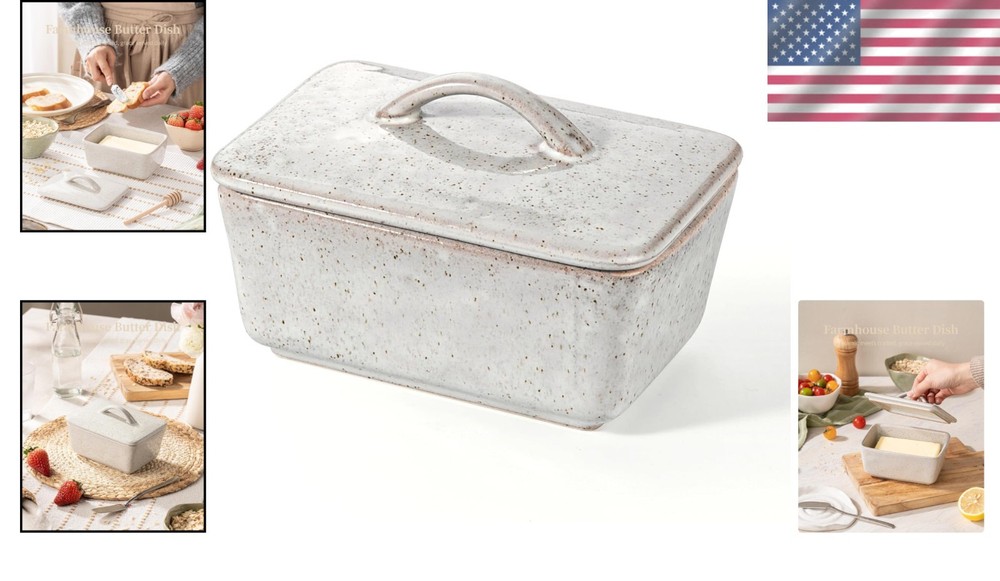 Versatile 250g Butter Dish with Lid - Rustic Gray Ceramic for Modern Kitchens