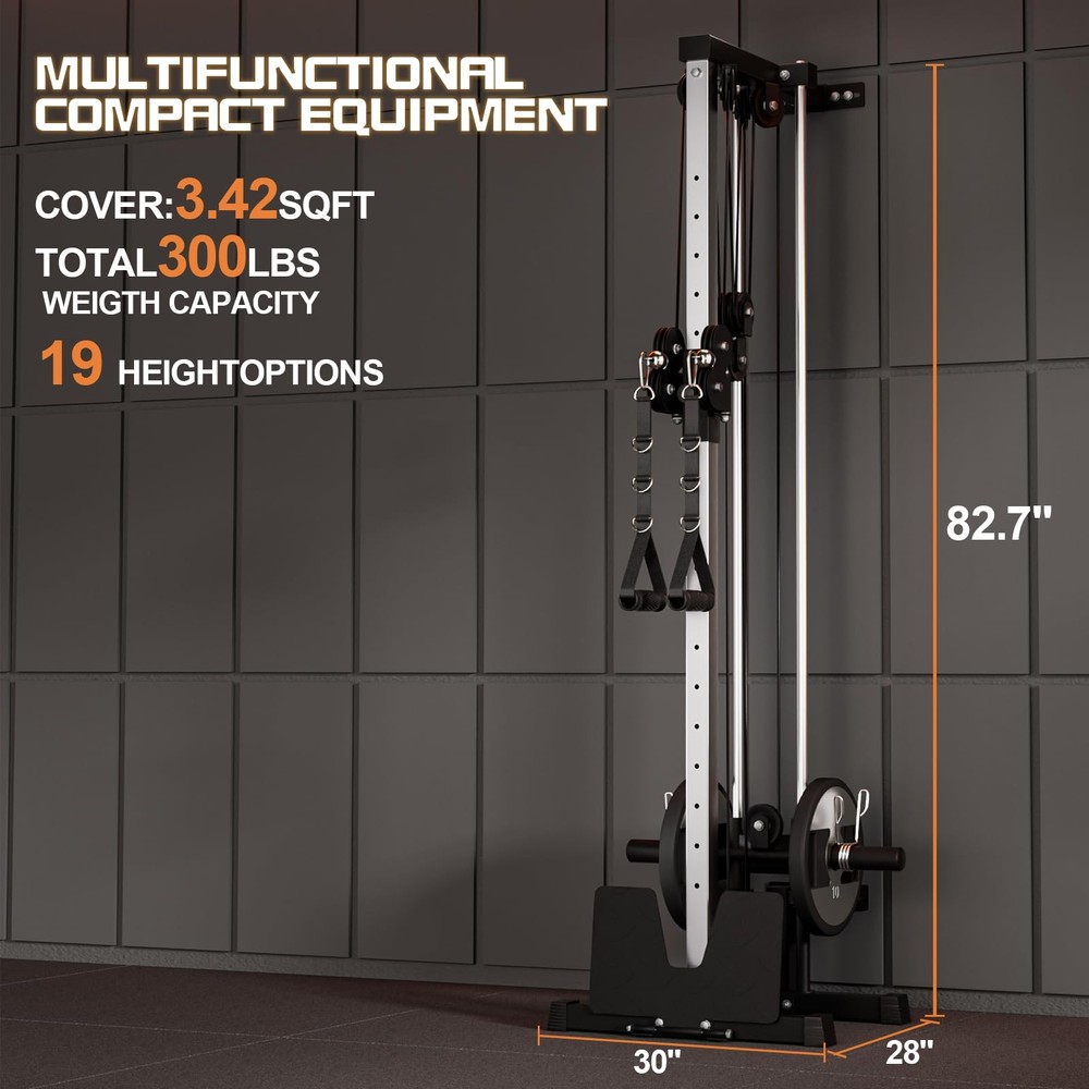 Wall Mount Cable Station, LAT Pulldown ,Cable Crossover Machine Workout Home Gym