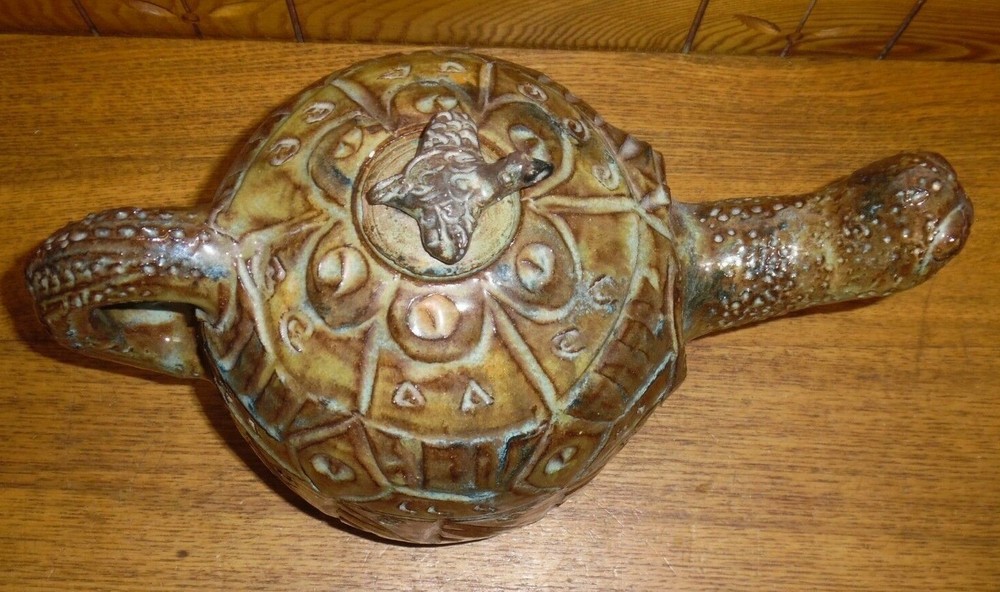 Decorative Studio Art Pottery Turtle Teapot