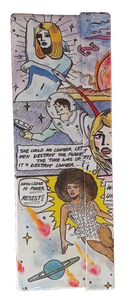Jeffrey Campbell Comic Strip Print Space Women EMPTY Shoebox Gift Keepsake Box