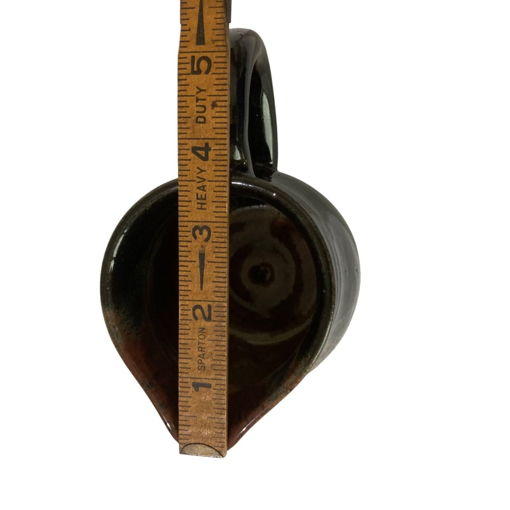 Art Pottery Handmade Pitcher Creamer Black Gray Rust