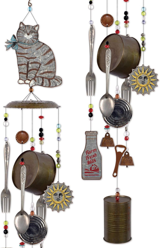 Farm Cat Metal Wind Chime Galvanized
