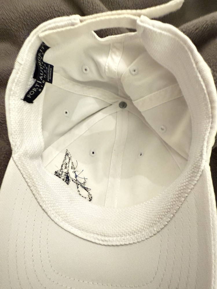 Port Authority Baseball Cap Hat Adjustable White - No Idea What This Is