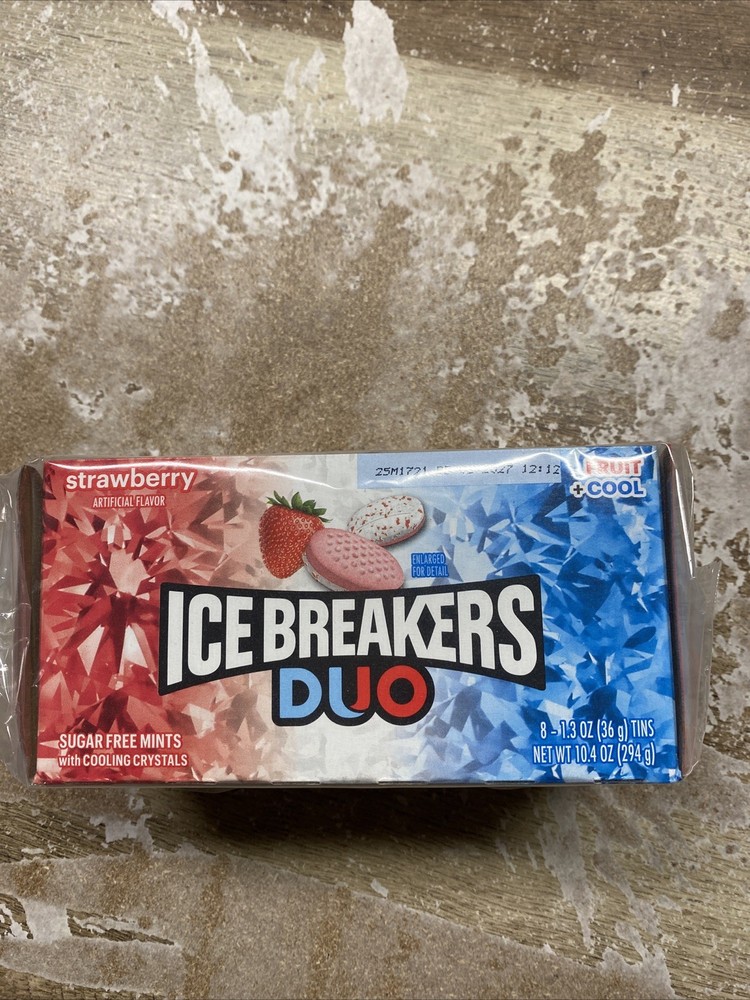 Ice Breakers Duo Fruit+Cool Strawberry Mints 8 Tin Count