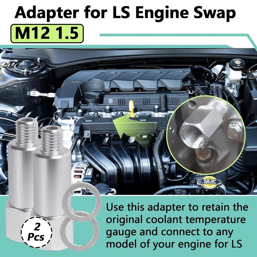 2 PCS Coolant Water Temperature Sensor Adapter Compatible with LS Engine, M12