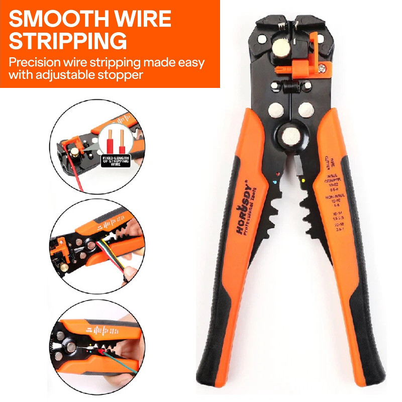 Self-Adjusting Insulation Wire Stripper cutter crimper Terminal Tool Pliers 8"