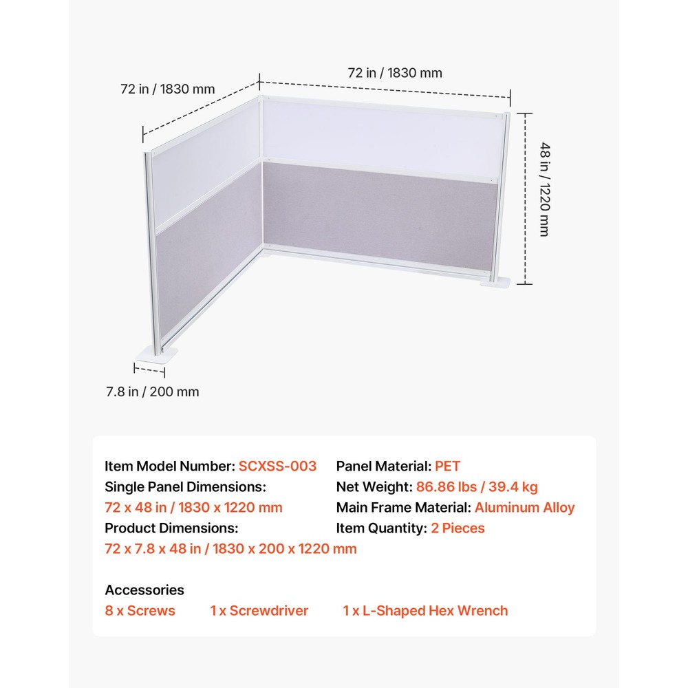 Uimoso Office Partition Privacy Screen Divider Workstation Panel 2PCS 72" x 48"