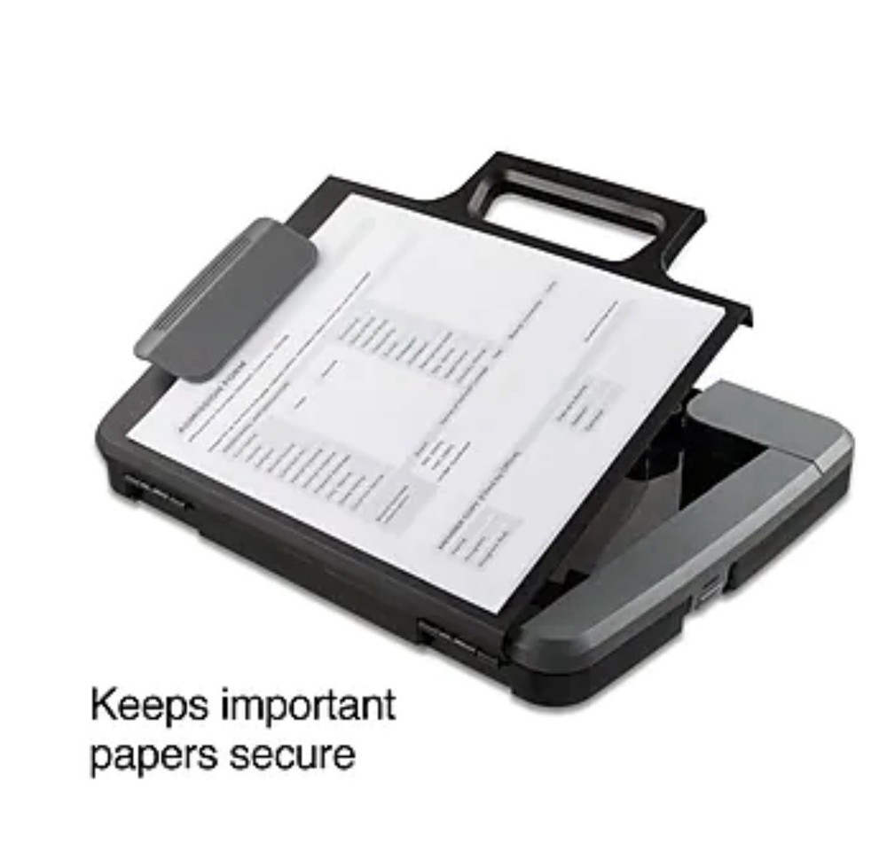Staples Portable Clipboard, Black And Grey, Safe, Secure Document Storage