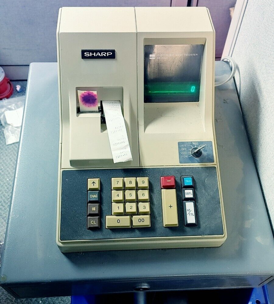 SHARP ER-2351 VINTAGE ELECTRONIC CASH REGISTER WOW!! READ!!