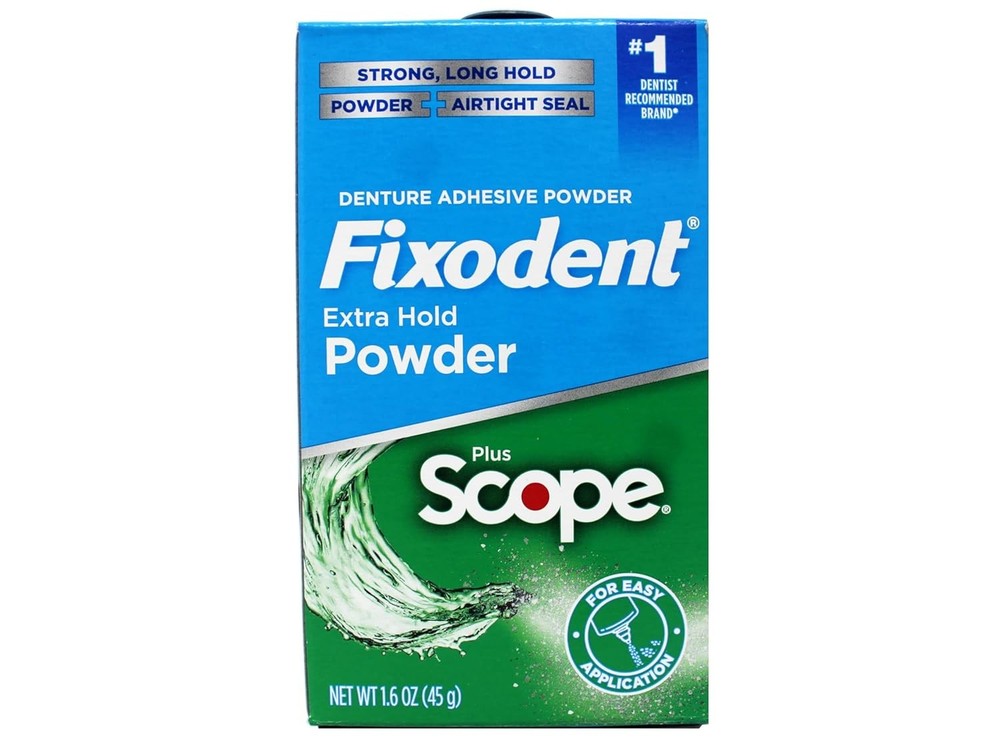 Fixodent Denture Adhesive Powder, Extra Strong, Plus Scope, Long...