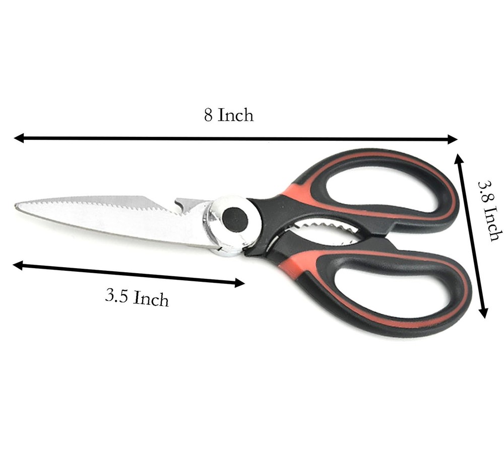 Kitchen Scissors 8" Stainless Steel 2 Pcs Black Red & White - Sharp Utility