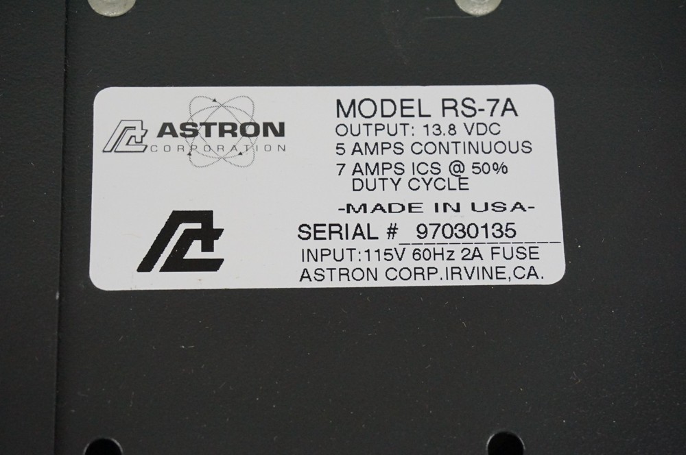 Astron RS-7A 7A AMP Surge 13 Volt Power Supply