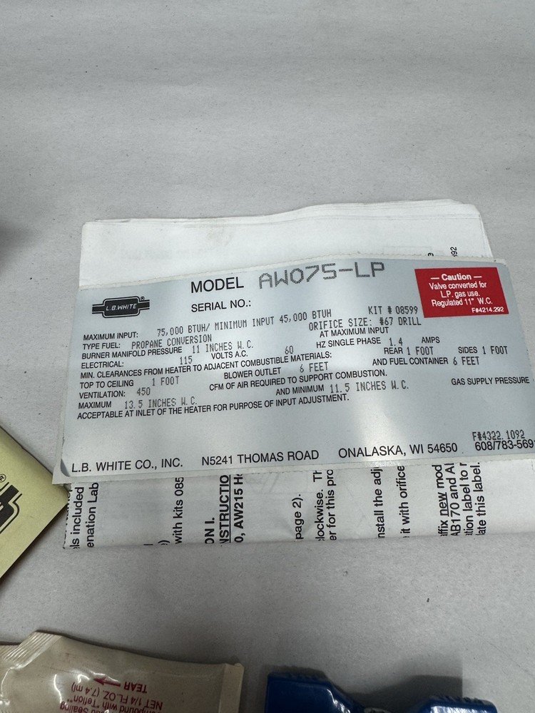 lb white aw075-lp valve NOS