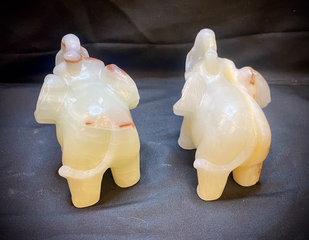 Afghan Jade Lucky Elephants - 1 Pair