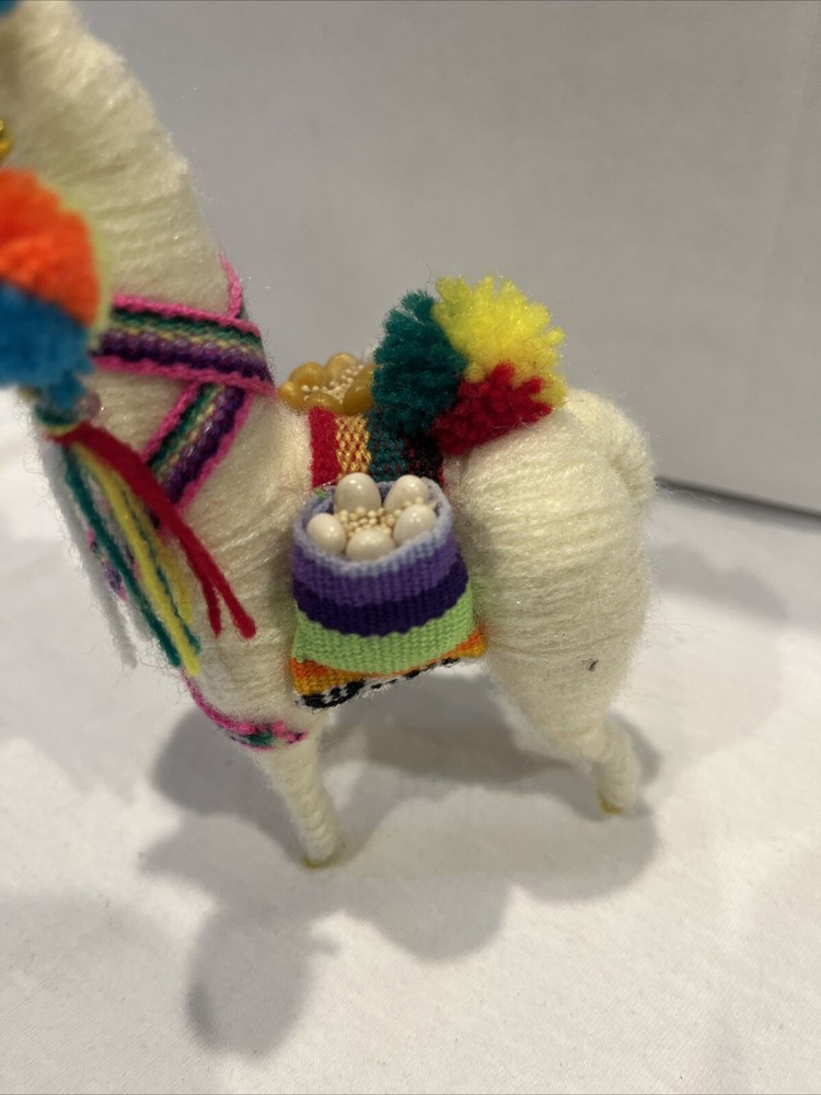 Peruvian Llama Folk Art Figure Plush Multi Color