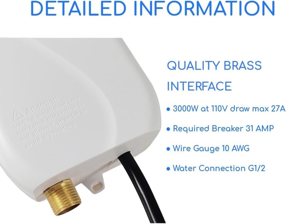 Compact Water Heater Electric Hot Water Heater Under Sink Mini - 3000W 110V