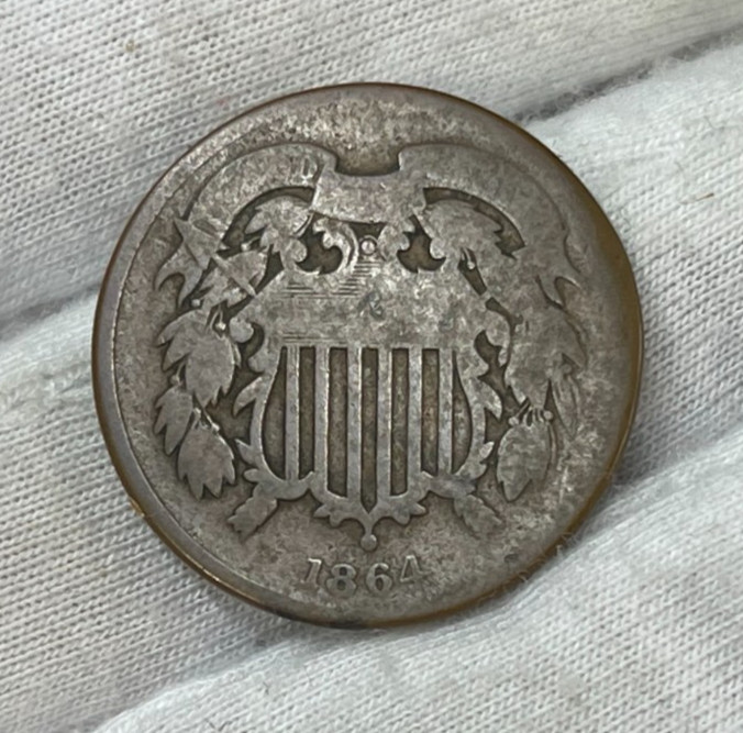 1864 US 2 Cents Piece Coin