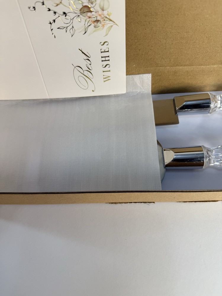 Wedding Cake Knife & Server Set | Mr & Mrs &Congratulations Crystal Style Handle